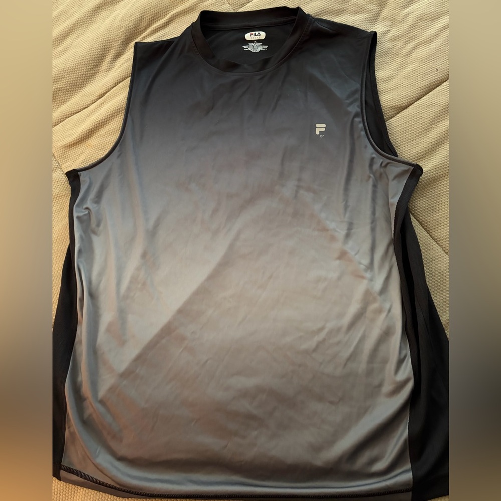 FILA Men's Gray and Black Tank Top